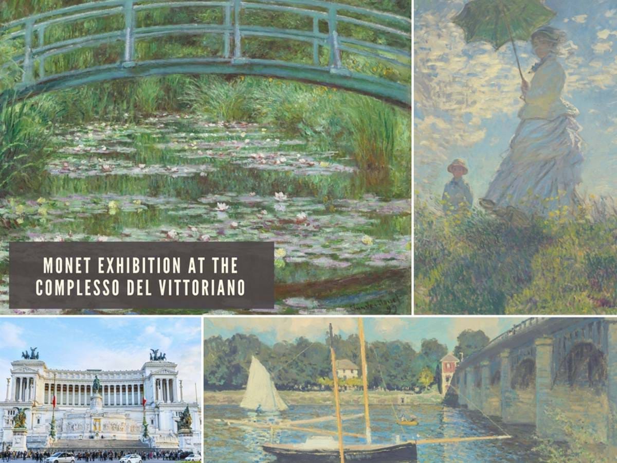 Collage of Monet works and Il Vittoriano