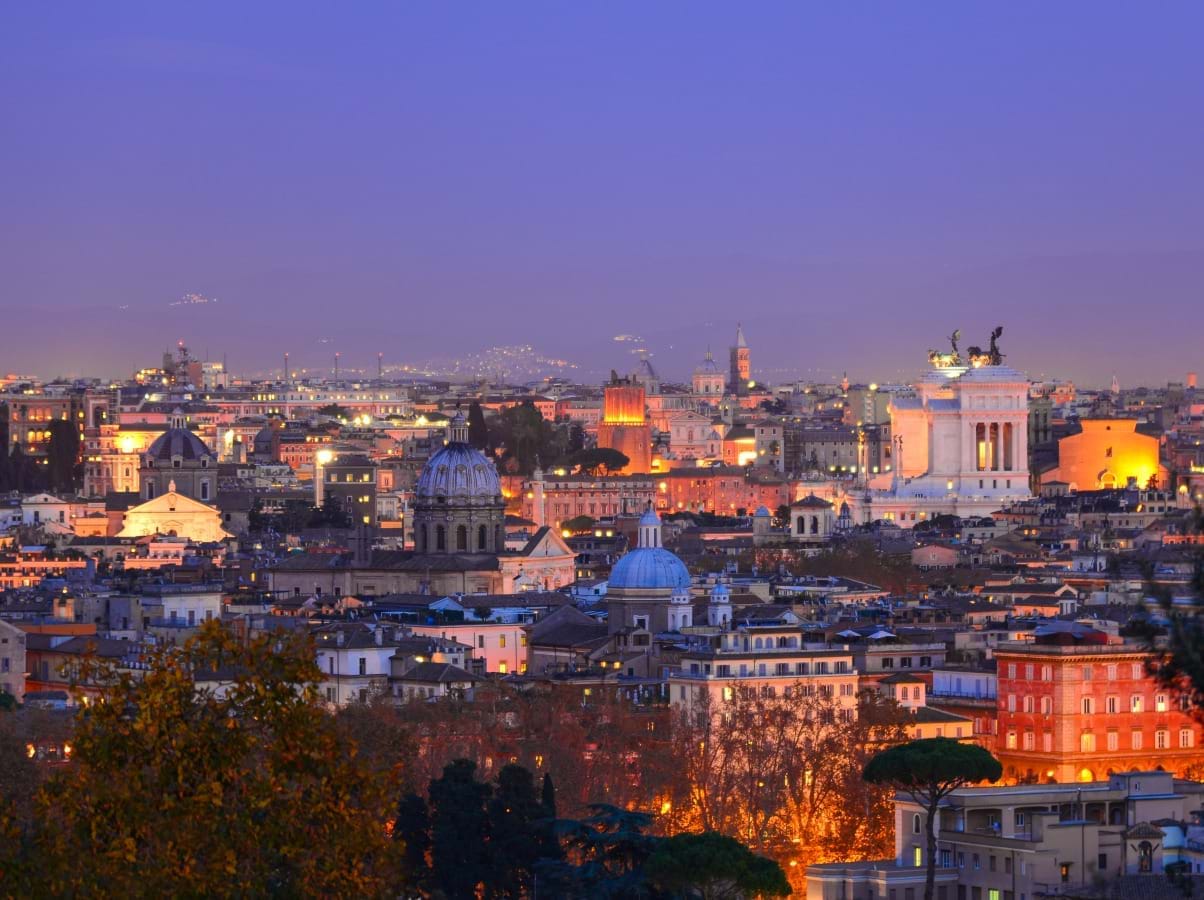 Sunset on Janiculum hill, Rome lights