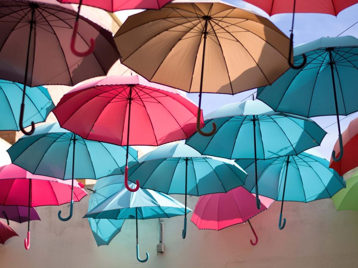 Hanging umbrella decorations in Rome