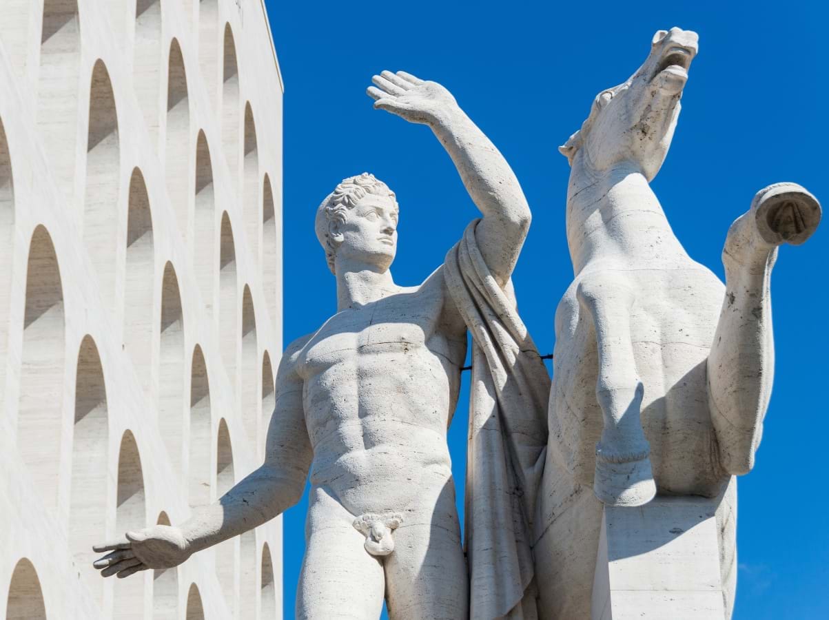 Mussolini's Square Colosseum in the EUR district of Rome, Italy