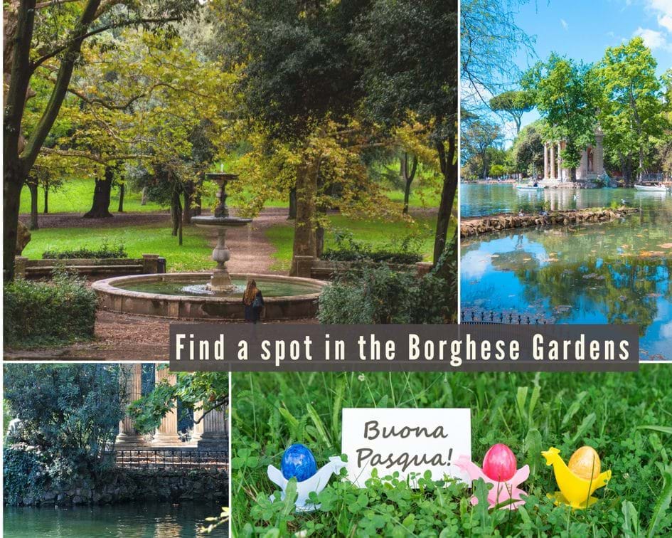 Collage of the Boghese Gardens