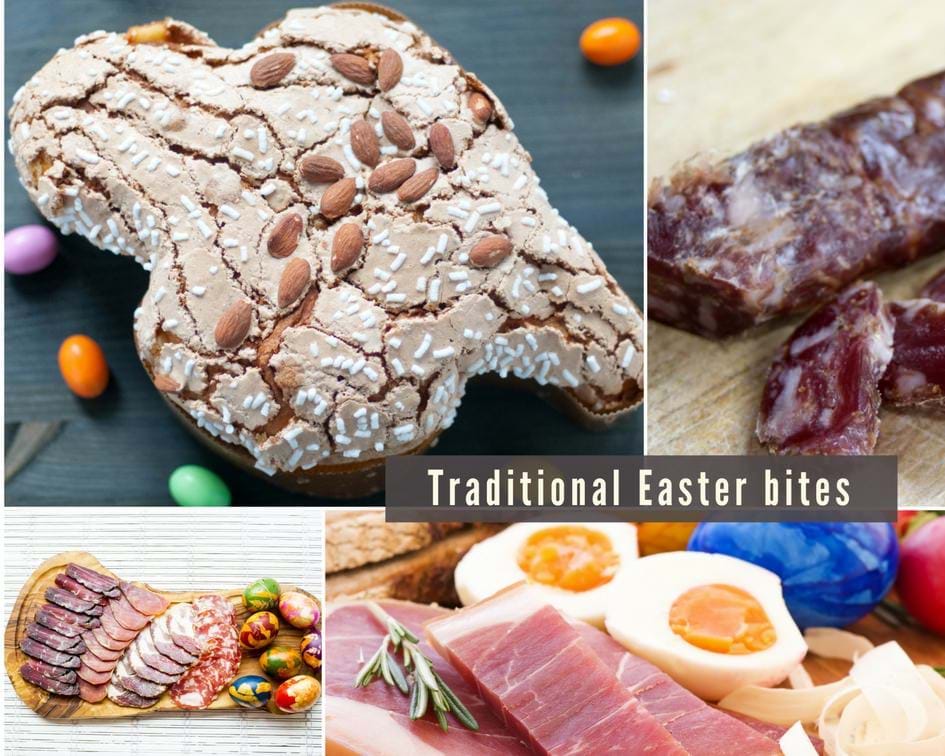 Collage of a traditional Italian Easter Breakfast